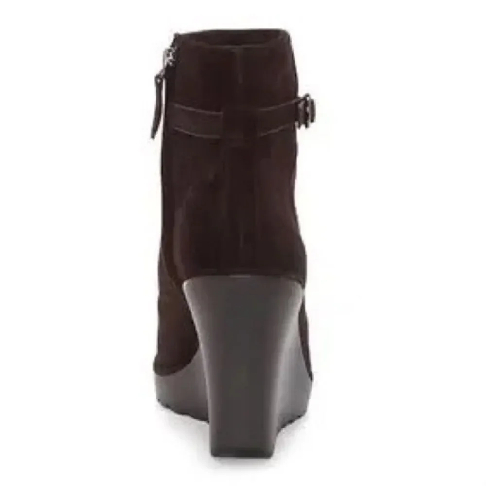 Revolve Rebecca Minkoff Leisel Brown Suede Leather Wedge Bootie NWOT